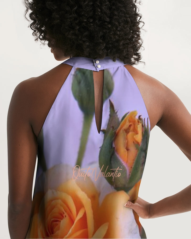 QuitoValantio!"PeachRoses"collections. Women's Halter Dress