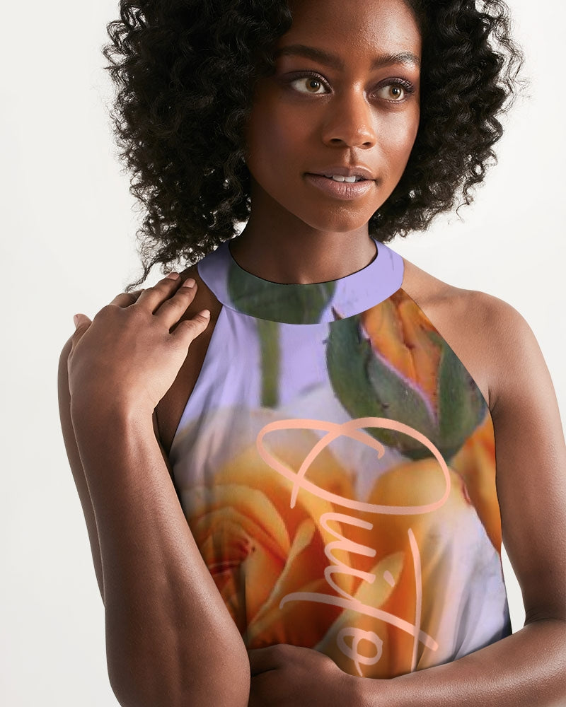 QuitoValantio!"PeachRoses"collections. Women's Halter Dress