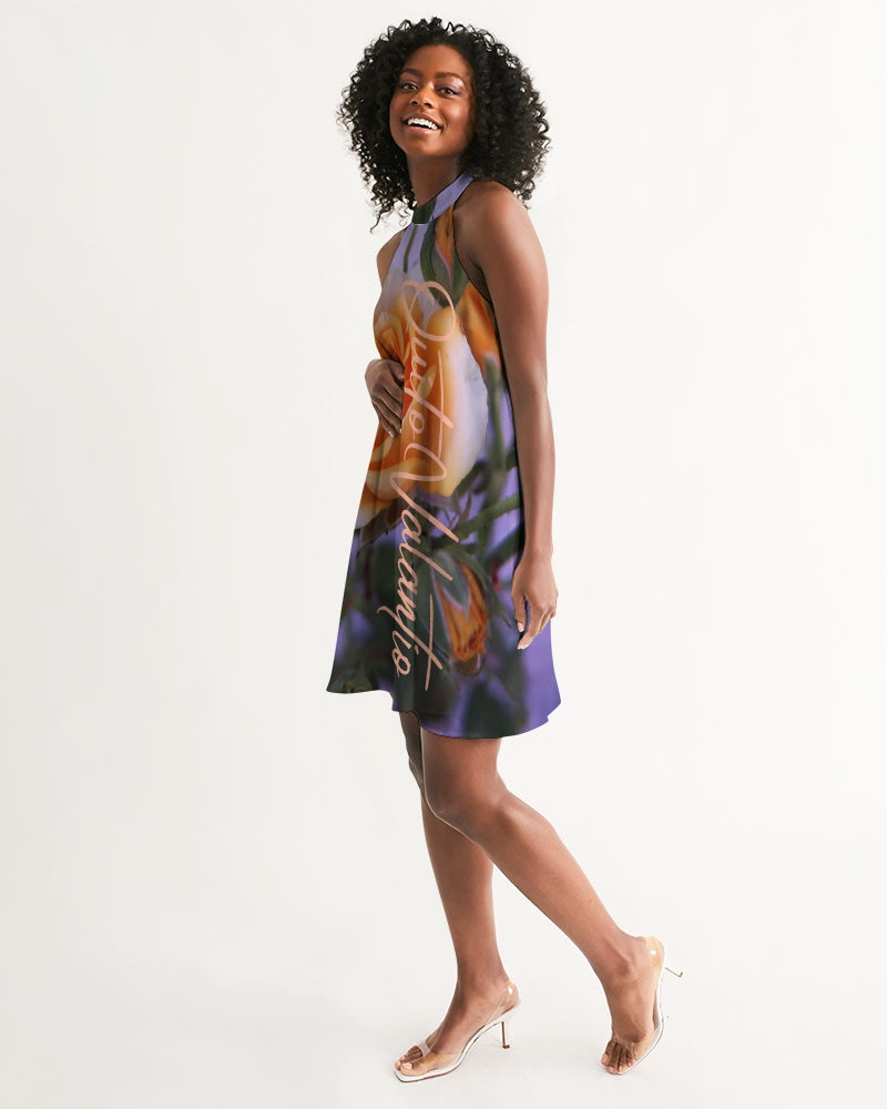 QuitoValantio!"PeachRoses"collections. Women's Halter Dress