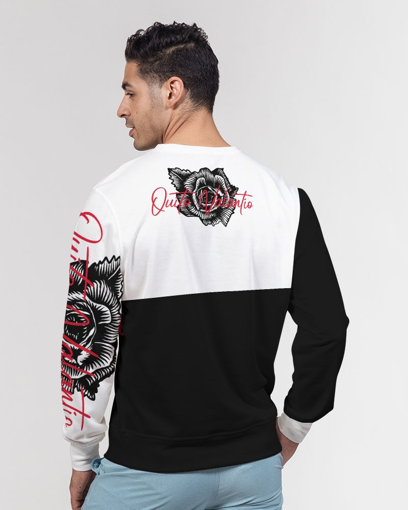 QuitoValantio!Blac rose edition. Men's Classic French Terry Crewneck Pullover