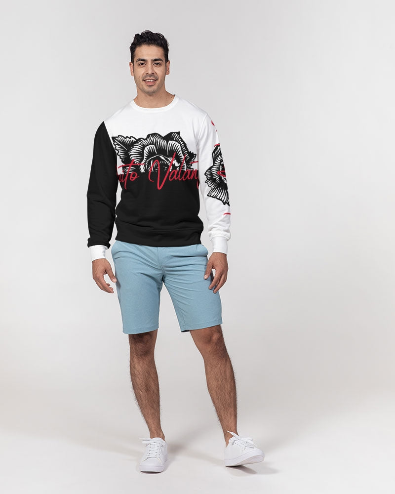 QuitoValantio!Blac rose edition. Men's Classic French Terry Crewneck Pullover